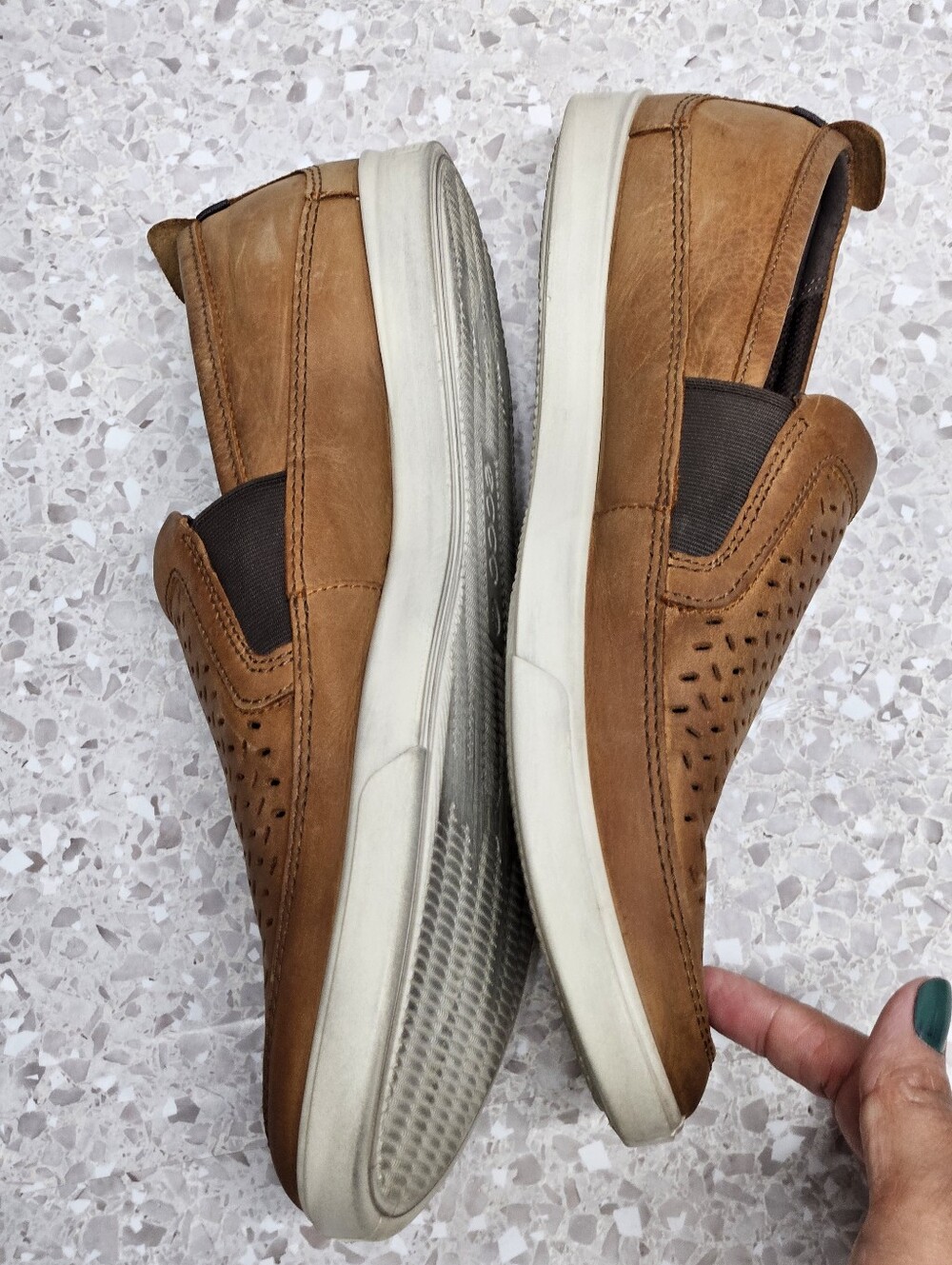 ECCO 1963 Collin Perforated Leather Slip On Shoes Mens Size: 10 Brown Comfort - Picture 9 of 14